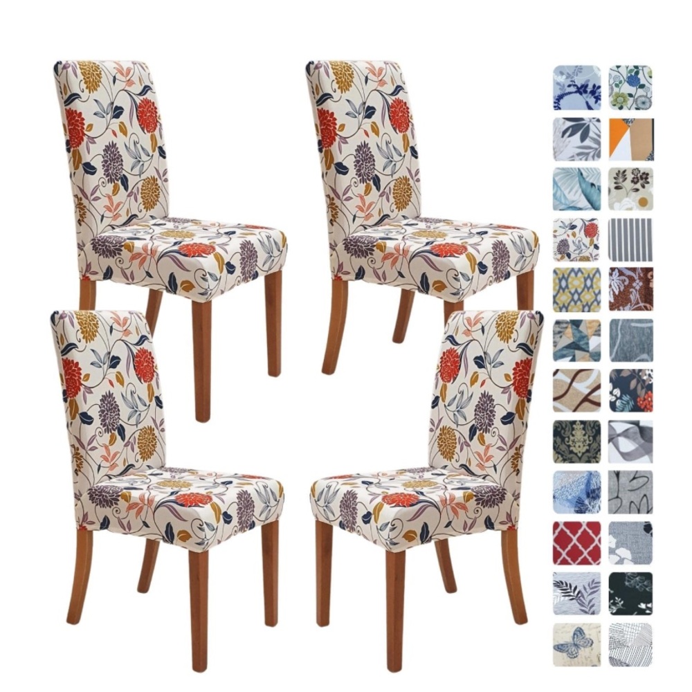 Elegant Floral Dining Chair Covers